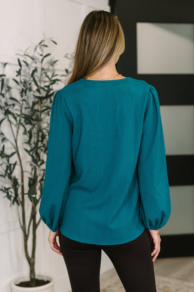 Desk to Dinner V-Neck Balloon Sleeve Blouse