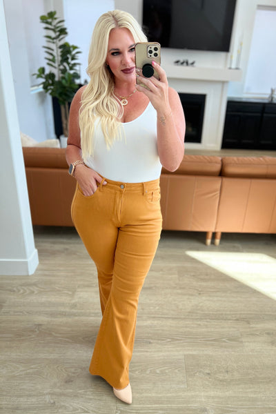 Melinda High Rise Control Top Flare Jeans in Marigold