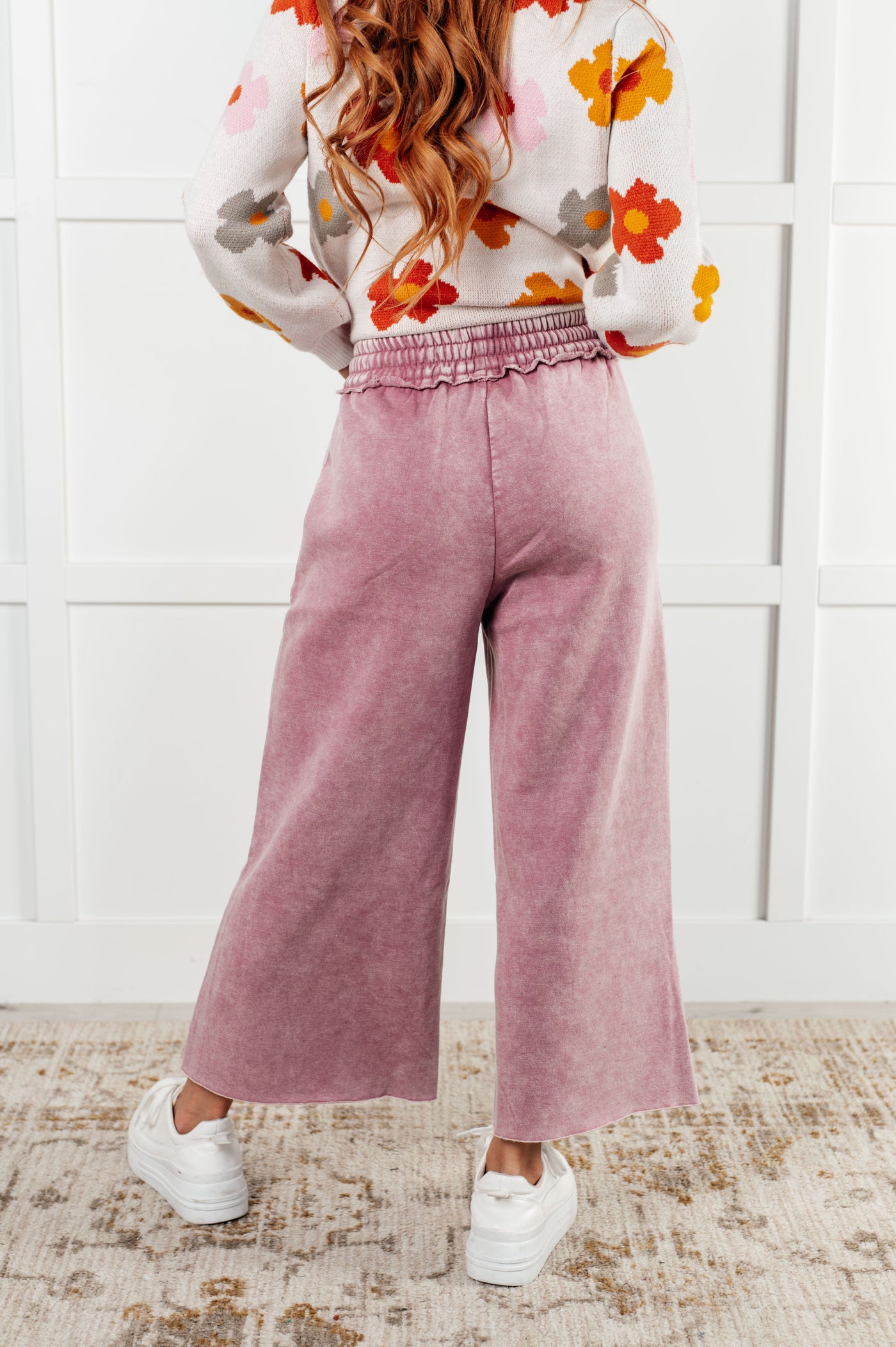 In or Out Wide Leg Cropped Pants in Light Rose