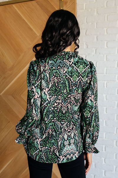 Looking Out Damask Print Blouse