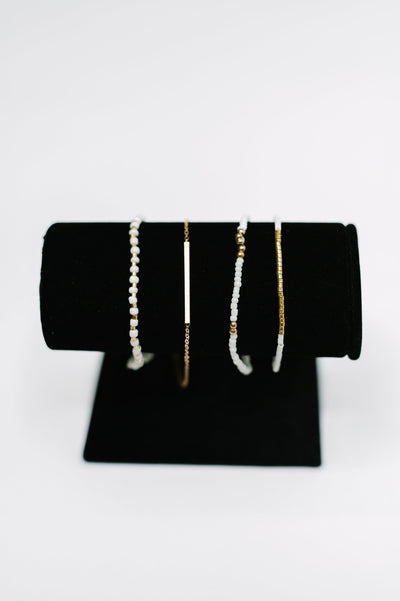 Poised & Polished Bracelet Set in White and Gold