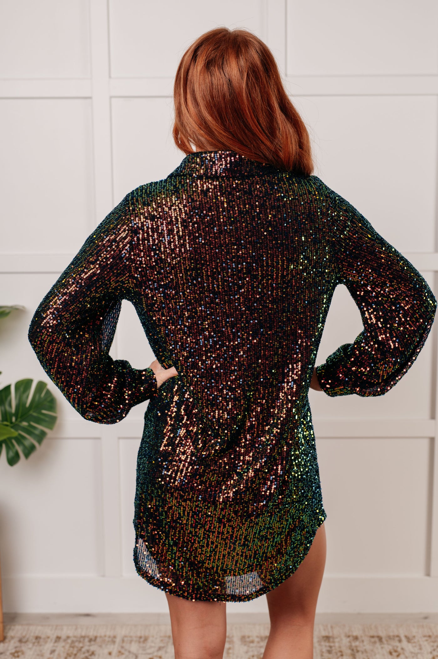 Shimmering Splendor Sequin Shirt Dress