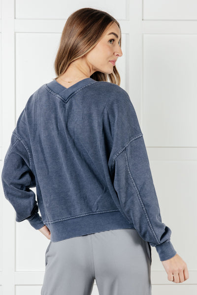 Rep Ready Mineral Wash French Terry Pullover in Blue